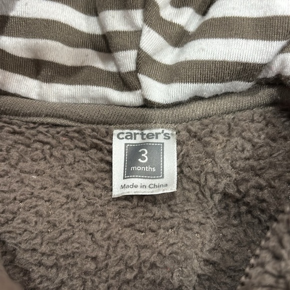 Carters Baby Bear Fleece Bunting Zip Front Winter Jumpsuit 3 Month very warm!! - Picture 4 of 5